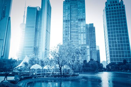 the modern building of the lujiazui financial centre in shanghai china.のeditorial素材