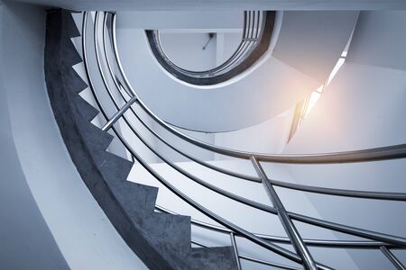 black and white spiraling stairs in the square