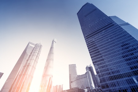 Shanghai world financial center skyscrapers in lujiazui groupのeditorial素材