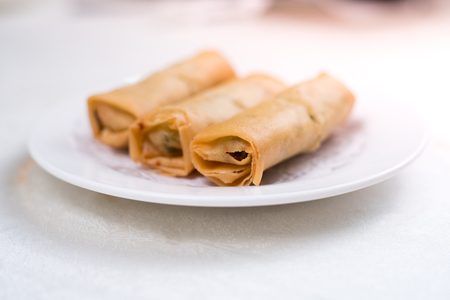 Spring Roll also known as Egg Roll isolated on white.