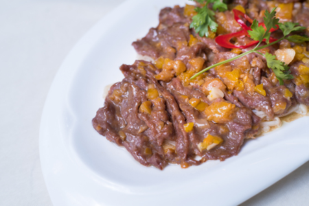 Beef baked with applesの写真素材