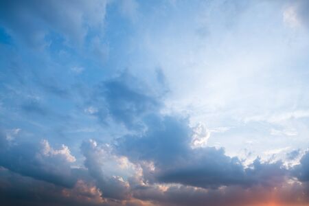 sky with clouds and sunの写真素材
