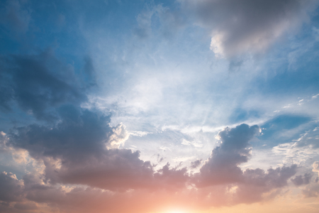 sky with clouds and sunの写真素材