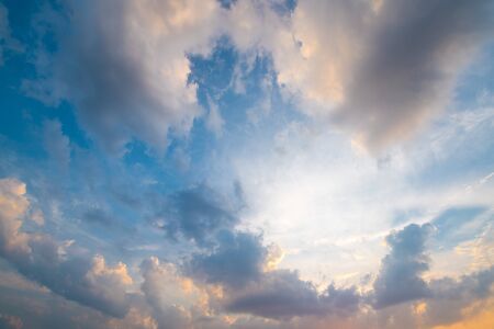 sky with clouds and sunの写真素材