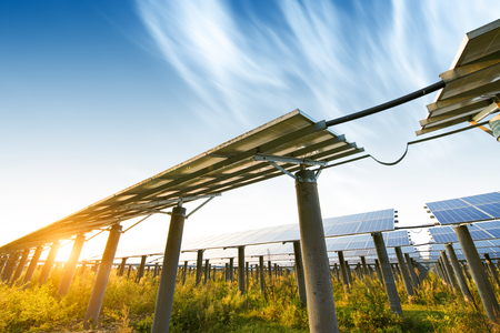 Photovoltaic panels for renewable electric production, Navarra, Aragon, Spain.の写真素材