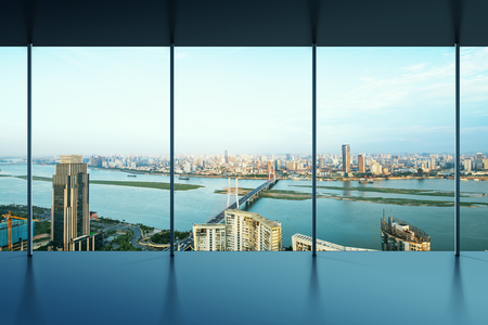 shanghai skyline outside the windowの写真素材