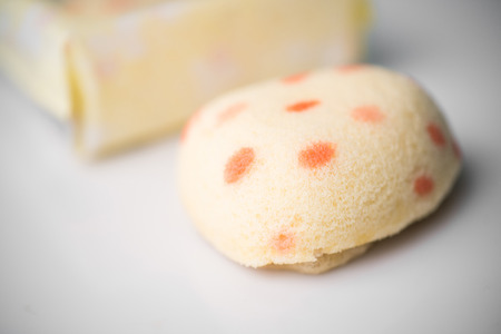 Strawberries biscuit cake. Watercolor hand drawn illustration.の写真素材