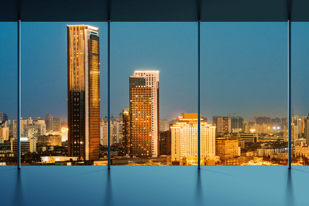 shanghai skyline outside the windowの写真素材