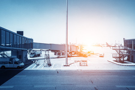 airport outside the window scene,waiting for the flightのeditorial素材