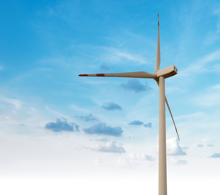 Green renewable energy concept - wind generator turbines in sky