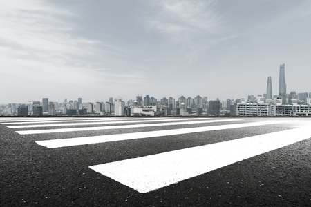 traffic road through modern city in Shanghai, China.の写真素材