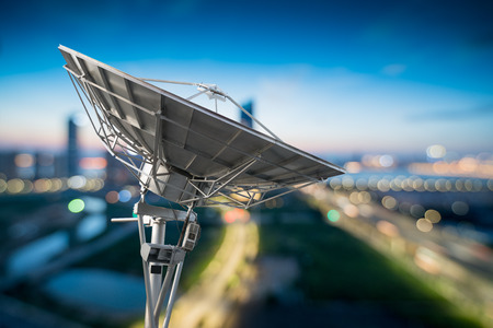 picture of parabolic satellite dish space technology receiversの写真素材