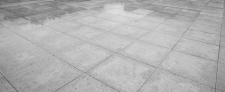 Perspective View of Monotone Gray Brick Stone on The Ground for Street Road. Sidewalk, Driveway, Pavers, Pavement in Vintage Design Flooring Square Pattern Texture Backgroundの写真素材