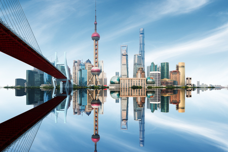Modern metropolis skyline, Shanghai, Chinaの写真素材