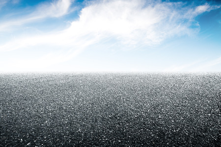 empty asphalt floor and beautiful skyの写真素材
