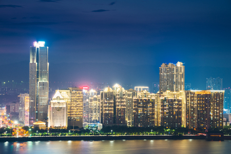 night view of the city night, China Nanchangの写真素材