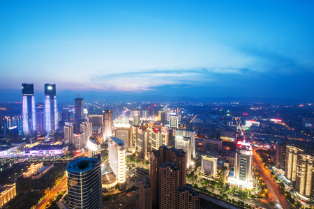 night view of the city night, China Nanchangの写真素材