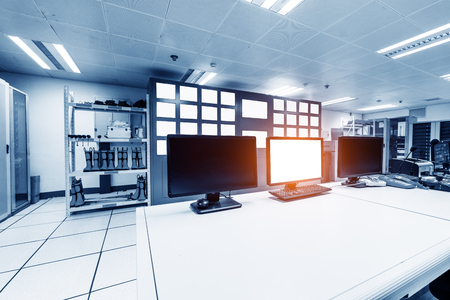 Modern plant control room and computer monitorsのeditorial素材