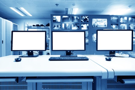 Modern plant control room and computer monitorsのeditorial素材
