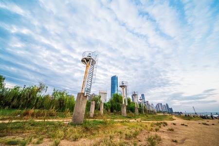 Baywatch tower empty chair on a beach in Croatia at the winter sunny dayの写真素材