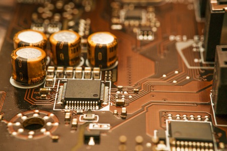 electronic circuit board with processorの写真素材