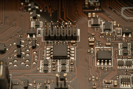 electronic circuit board with processorの写真素材