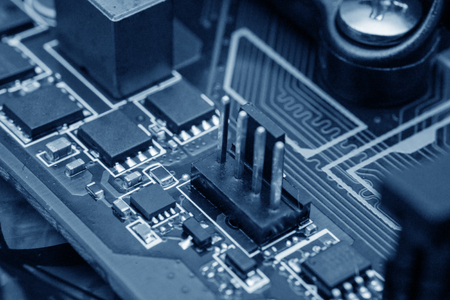 computer digital chip with motherboardの写真素材