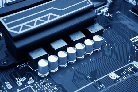 computer digital chip with motherboardの写真素材