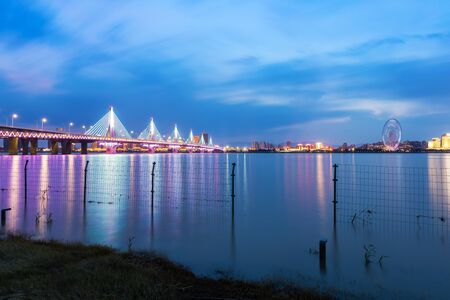 The Chaoyang bridge at nighの写真素材