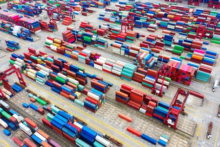 Aerial photography container terminalの写真素材