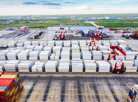 Aerial photography container terminalの写真素材