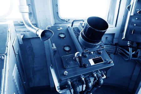 Interior of Cockpit of a cruise ship on the Yangtze River, Chinaの写真素材