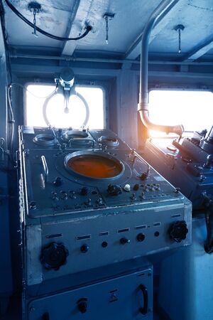 Interior of Cockpit of a cruise ship on the Yangtze River, Chinaの写真素材