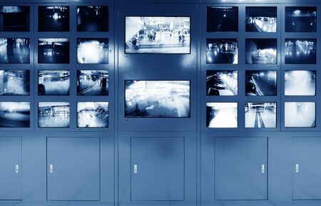 Modern plant control room and computer monitorsの写真素材