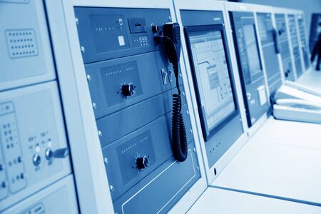 Modern plant control room and computer monitorsの写真素材