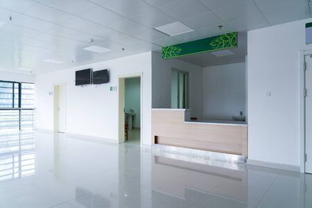 Empty nurses station in a hospital.