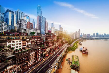 Chongqing, China's classical architecture: Hongyadong.の写真素材
