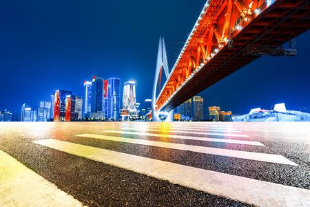 Night view and beautiful skyline of Chongqing urban architectureの写真素材
