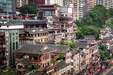 Chongqing, China's classical architecture: Hongyadong.の写真素材