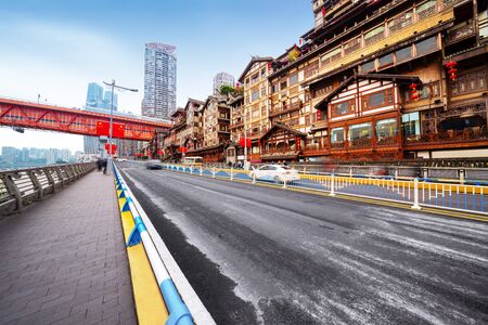 Chongqing, China's classical architecture: Hongyadong.の写真素材