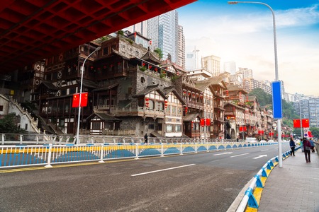 Chongqing, China's classical architecture: Hongyadong.のeditorial素材