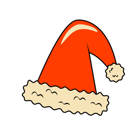 Santa Claus Hat Decorative Element in Retro Styleのイラスト素材