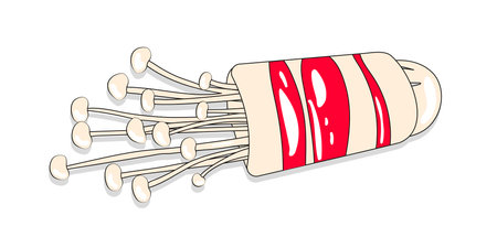 Bacon Wrapped Enoki Mushrooms Easy Appetizerのイラスト素材