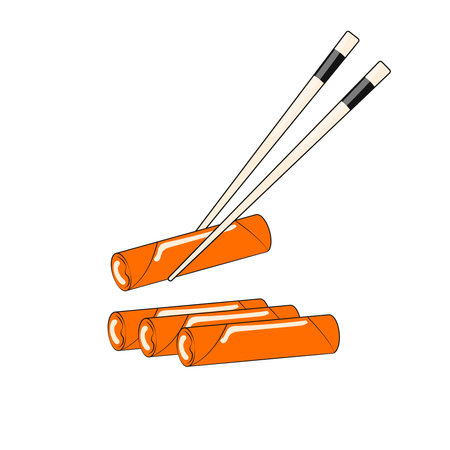 Spring Rolls Eat Chopsticks Asian Foodのイラスト素材