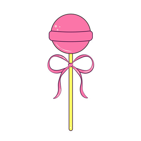 Pink Candy on a Stick with a Bow for Valentines Day Retro Styleのイラスト素材