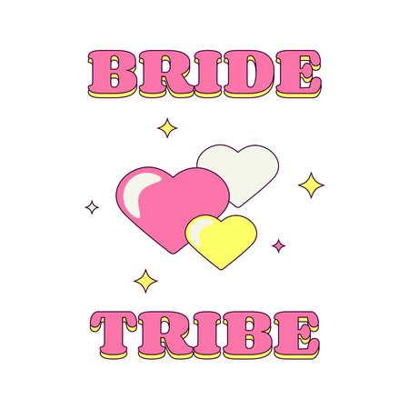 Bride Tribe Bachelorette Party Temporary Sticker or Badgeのイラスト素材