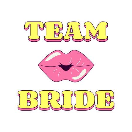 Team Bride witch Lips Bachelorette Party Temporary Sticker or Badgeのイラスト素材