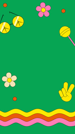 Trendy Groovy Story Art Template for Social Media Post Banner Design and Web Internet ads Retro Backgroundのイラスト素材