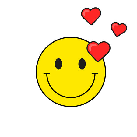 Cute smiling emoticon with hearts valentines day confession of loveのイラスト素材