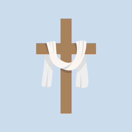 Crucifix or Cross in the Sky He is Risen Resurrection of Christ Easterのイラスト素材